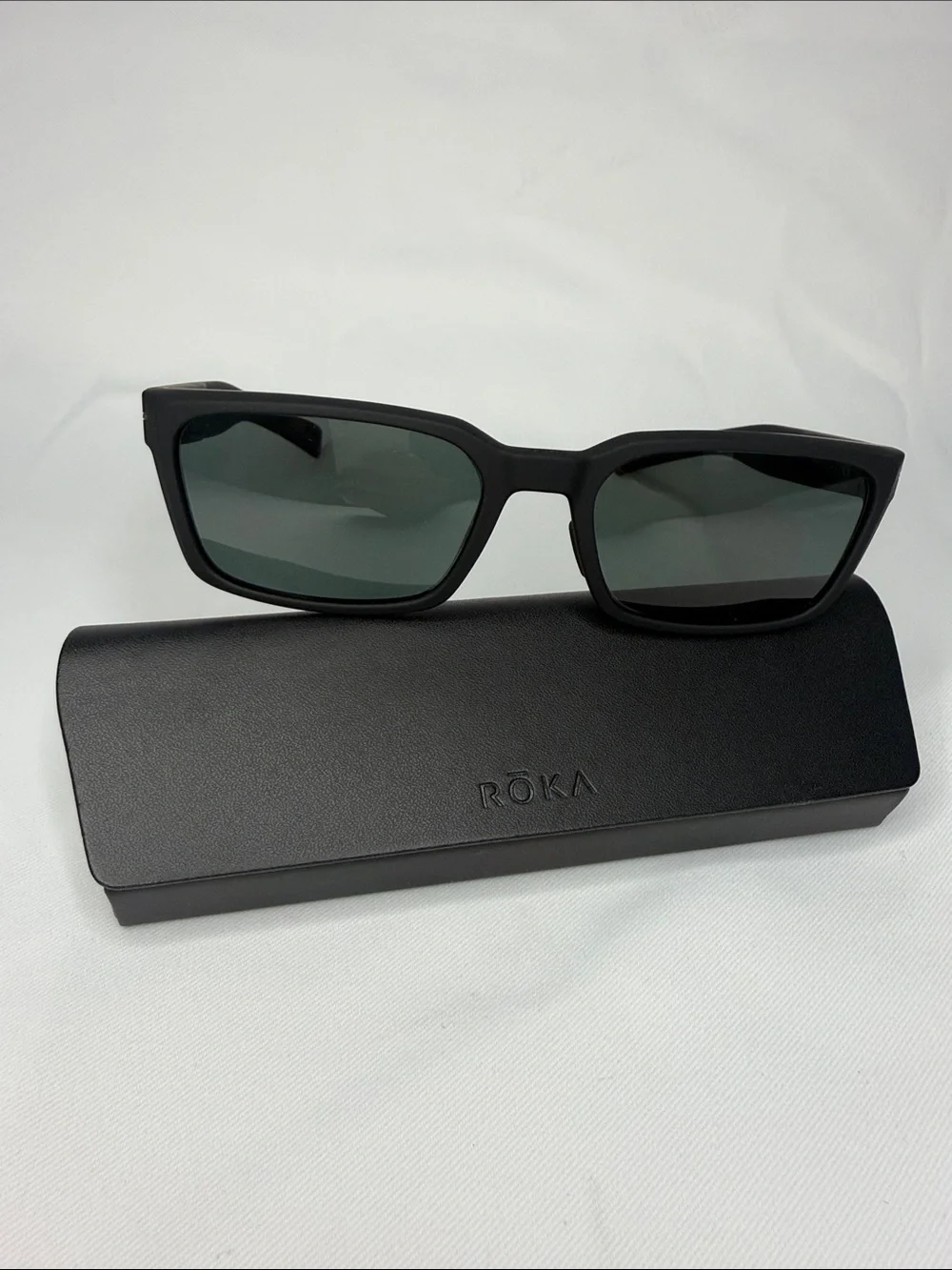 ROKA Matte Black Rectangular Sunglasses